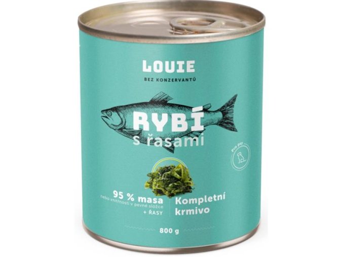 Louie konzerva pro psy rybí s řasami 800 g