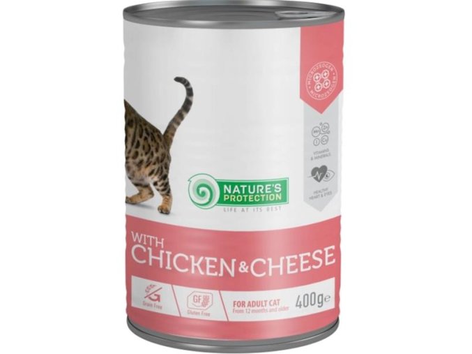 Nature's Protection Cat konzerva Adult kuře/sýr 400 g