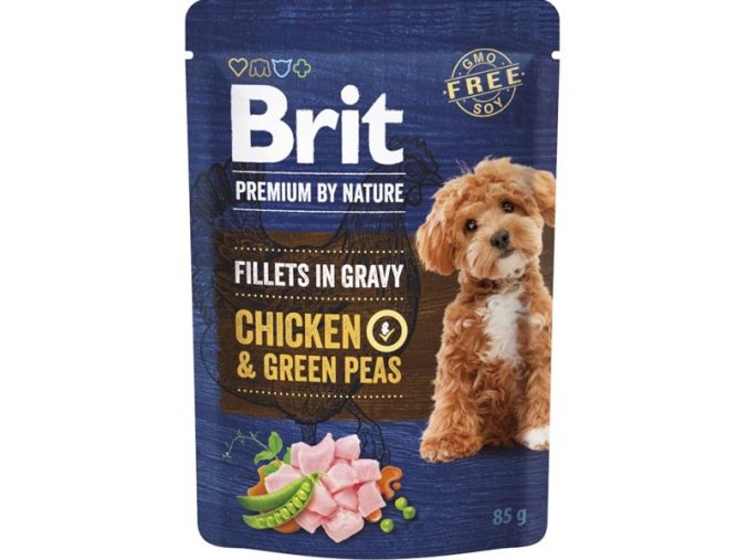 Brit Premium by Nature Dog kapsička Fillets in Gravy Chicken&Peas 85g