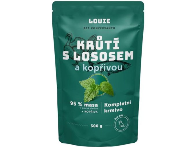 Louie kapsička pro psy krůtí s lososem a kopřivou 300g