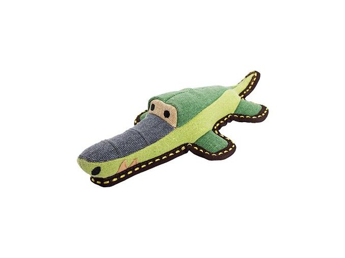 Krokodýl jutový 30 cm, robustní aport pro psy, HIPHOP DOG, zelená/šedá