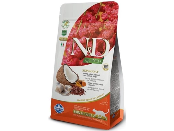 N&D QUINOA Cat GF Skin & Coat Herring & Coconut Adult 1,5 kg