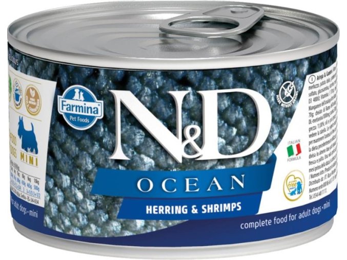 N&D OCEAN Dog konzerva Herring & Shrimp Mini 140 g