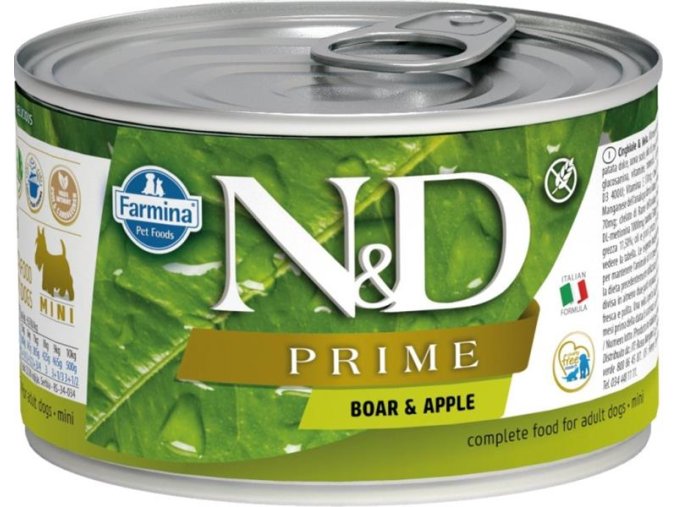 N&D PRIME Dog konzerva Wild Boar & Apple Mini 140 g