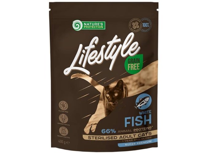 Nature's Protection Cat Dry LifeStyle GF Sterilised White Fish 400 g