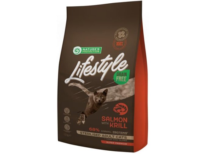 Nature's Protection Cat Dry LifeStyle GF Sterilised Salmon 1,5 kg