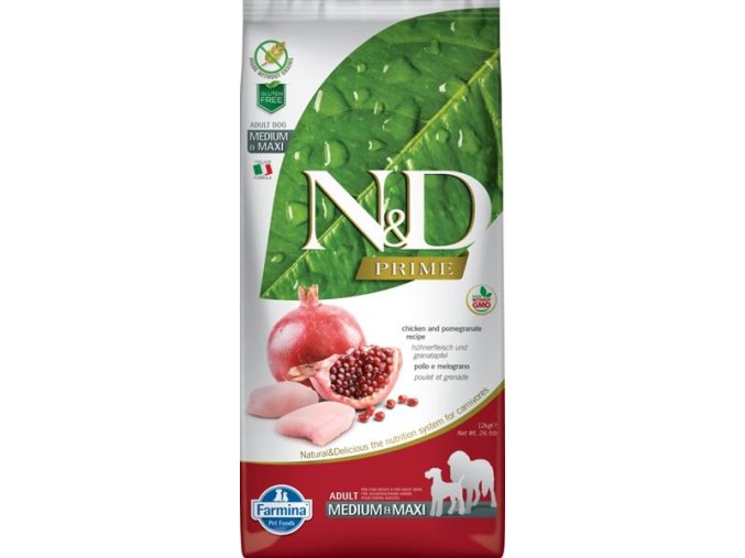 N&D PRIME Dog GF Chicken & Pomegranate Puppy Medium & Maxi 12 kg