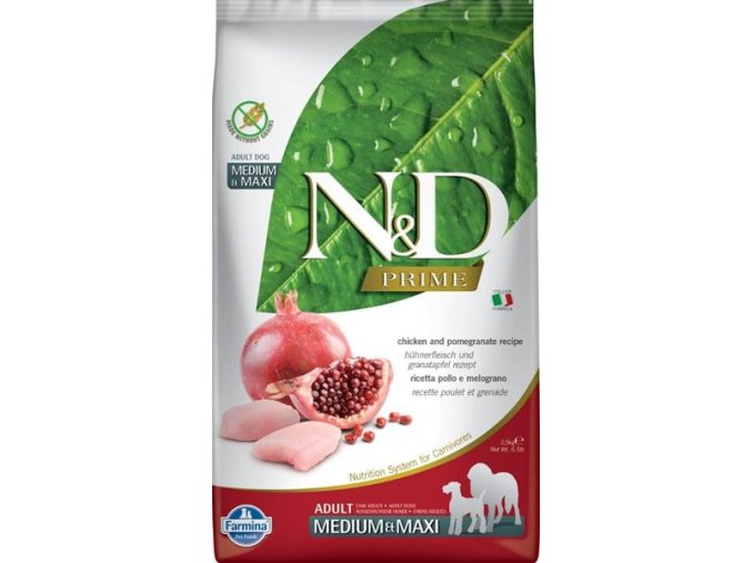 N&D PRIME Dog GF Chicken & Pomegranate Puppy Medium & Maxi 2,5 kg