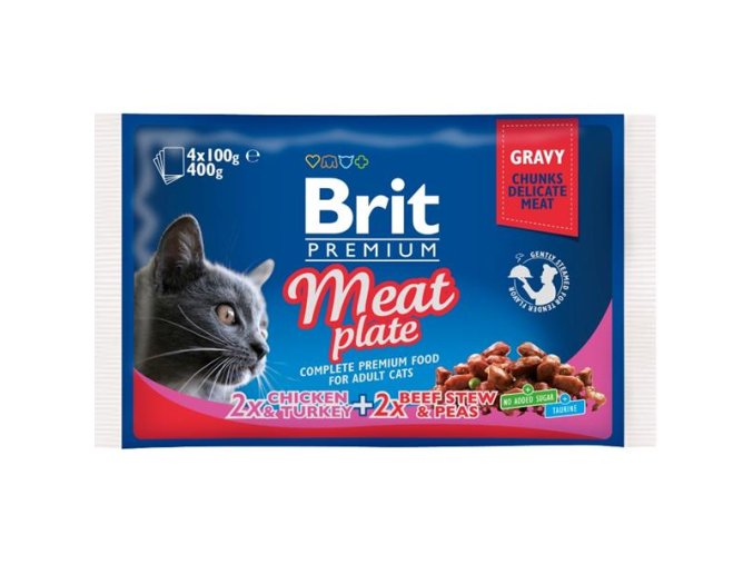 Brit Premium Cat kapsička Meat Plate (multipack 4x100 g)