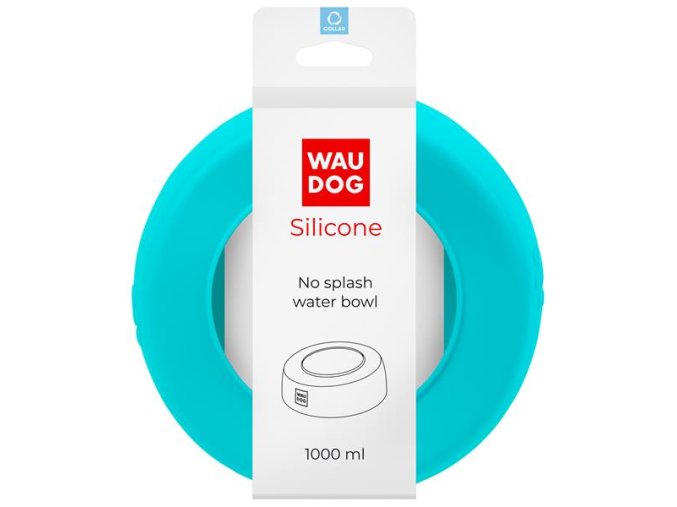 Miska silikon no splash Waudog 1 l modrá