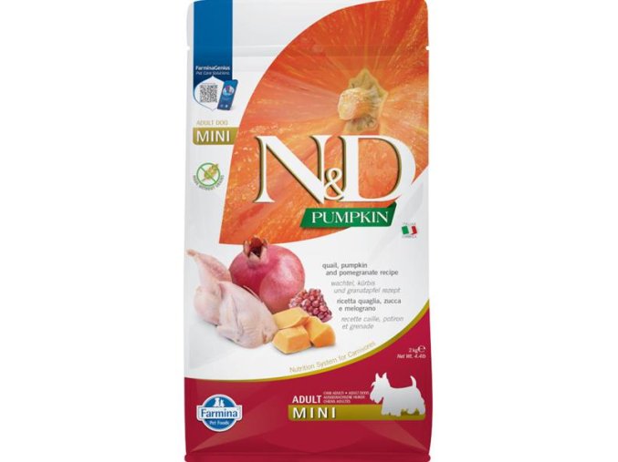 N&D PUMPKIN Dog GF Quail & Pomegranate Adult Mini 2 kg