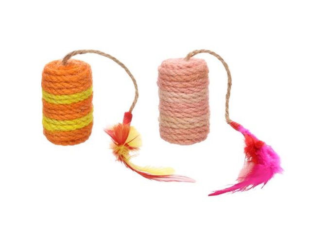Hračka cat Oraro sisalový váleček mix Flamingo (1 ks)