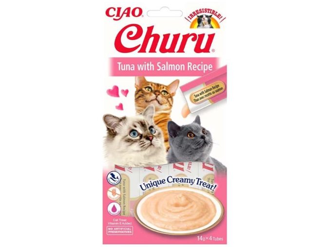 Inaba Churu cat snack Tuňák s příchutí lososa 4x14 g