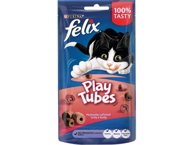 Felix Snack cat - Play Tubes příchuť krůta, šunka 50 g
