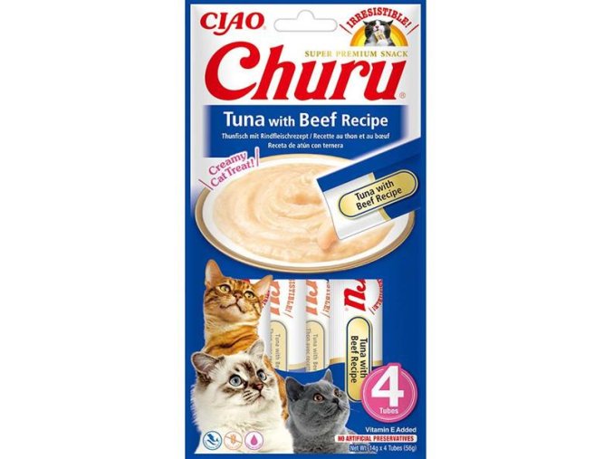 Inaba Churu cat snack tuňák & hovězí 4x14 g