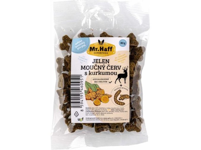 Mr. Haff - Pamlsky pro psy JELEN-MOUČNÝ ČERV (80 g)