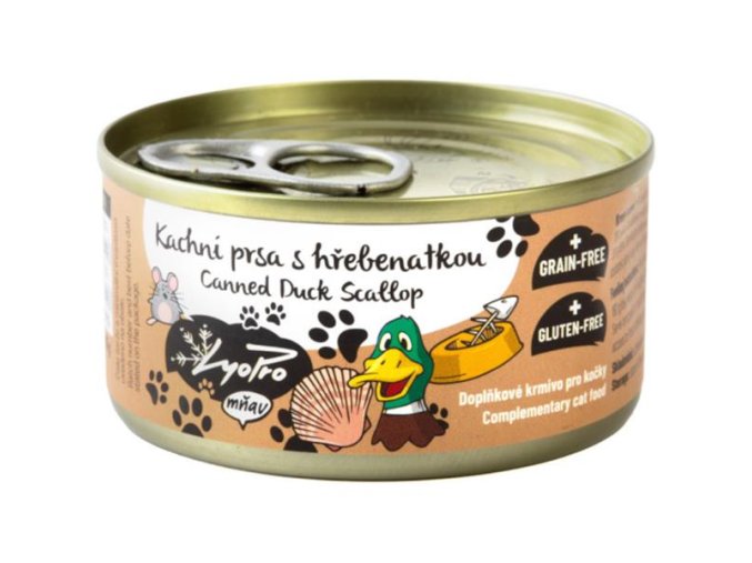 LyoPro mňau Kachní prsa s hřebenatkou 85 g