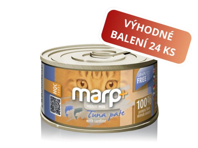 Marp Holistic Plus konzerva pro kočky – Tuňákové paté se sardinkami 24x70g