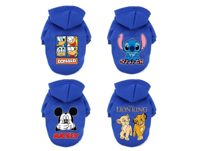 Designový zimní overal (mikina) pro malá a střední plemena psů s Disney postavičkami (Motiv 1 Mickey mouse, Velikost L)