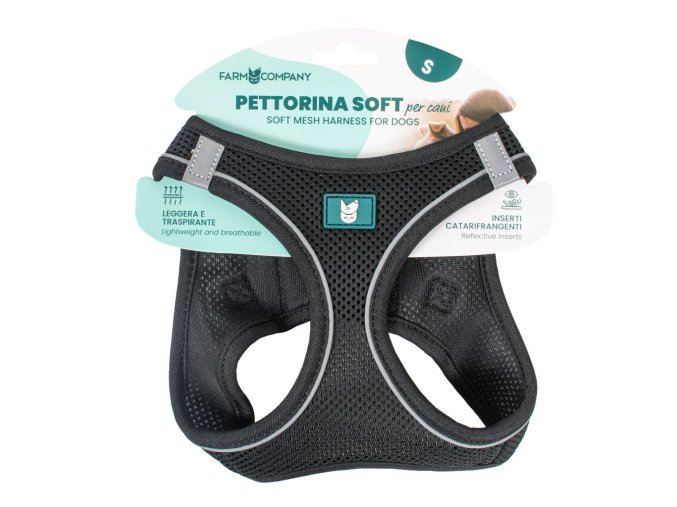 Farm company soft mesh postroj pro psy černý XS 32-36cm