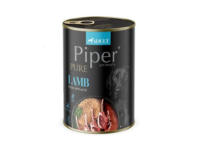 NEW PIPER PURE čisté jehněčí a špenát, konzerva pro psy 400 g