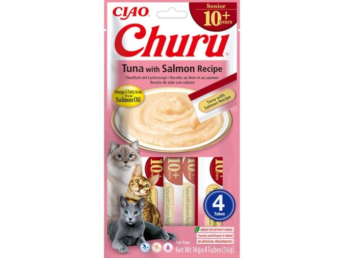 Inaba Churu Senior cat snack tuňák & losos 4x14 g