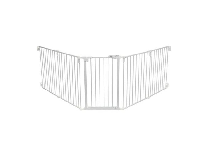 Zábrana pro psy s dvířky, 5 dílů, 62.5-300 x 76.5 cm, lakovaný kov