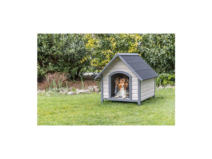 Natura bouda pro psa se sedlovou střechou, M-L: 83 x 87 x 101 cm, šedá