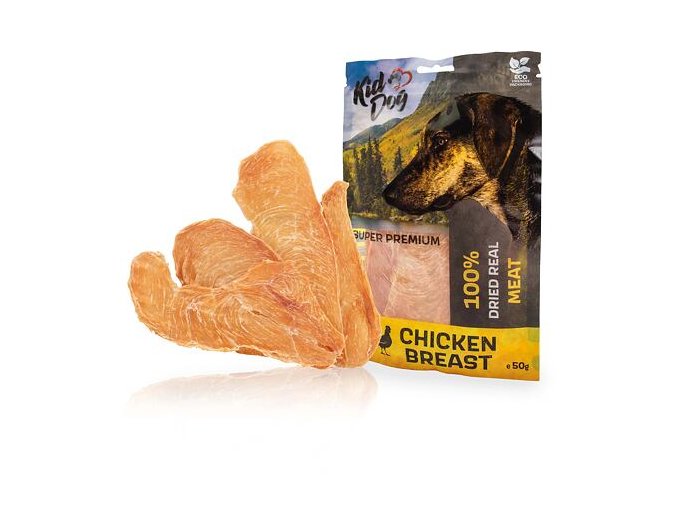 KIDDOG SUPER PREMIUM 100% kuřecí prsa, tenké plátky 50 g