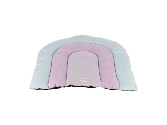 JUNIOR patchwork polštář DUHA, 68 x 62 cm, mátová/lila, růžová, velur