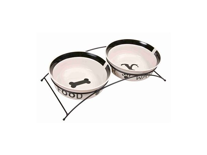 Set keramických misek se stojánkem (Velikost setu keramických misek se stojánkem 2 × 2,6 l/ ø 25 cm/ 54 × 12 × 24 cm)
