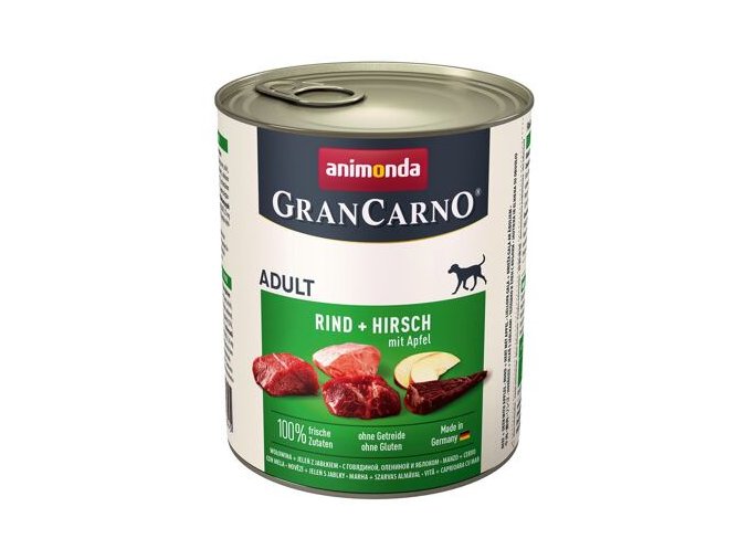 GRANCARNO Adult - hovězí, jelení maso + jablka 800g