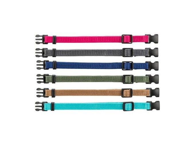 Balení nylonových rozeznávacích obojků pro štěňata M-L 22-35cm/10mm,fuchs,šedá,mod,khaki,korál,tyrkys