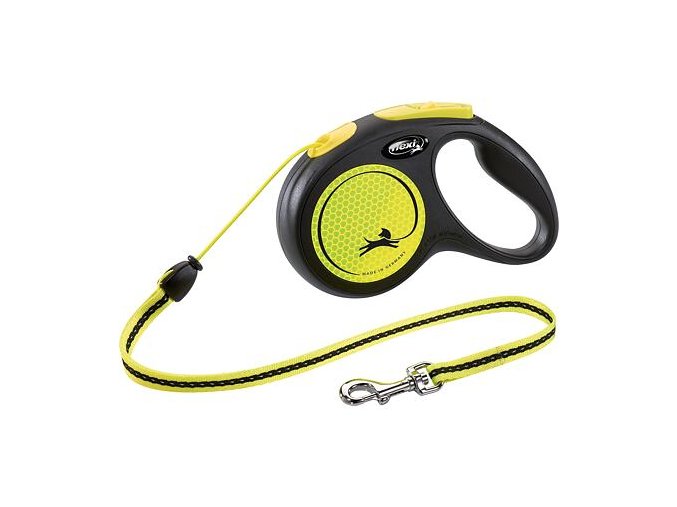 Flexi New Neon M šňůra 5 m, max. 20 kg, žlutá