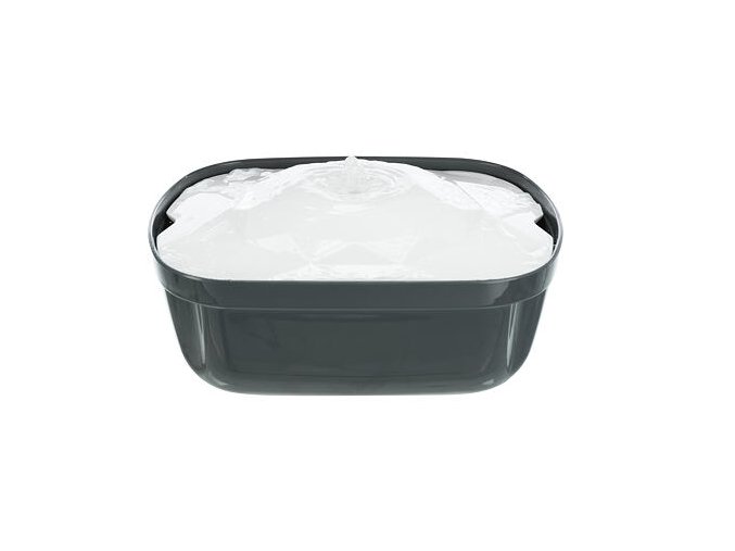 Pítko fontána Polygon, melamin/silikon, 2.5 l/ 28 × 11 × 22 cm, šedá/bílá