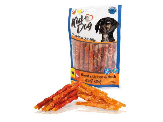 KIDDOG mix mrkvových tyčinek kuřecí + kachní 12 cm 250 g
