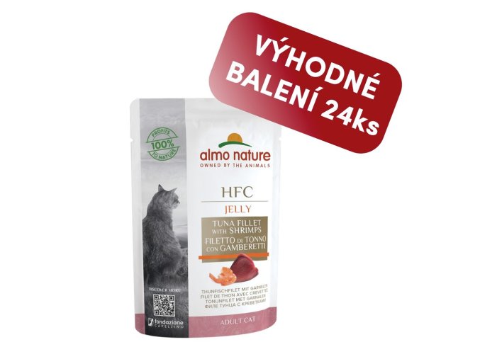 Almo Nature HFC Jelly - Tuňák a krevety v želé 55g výhodné balení 24ks