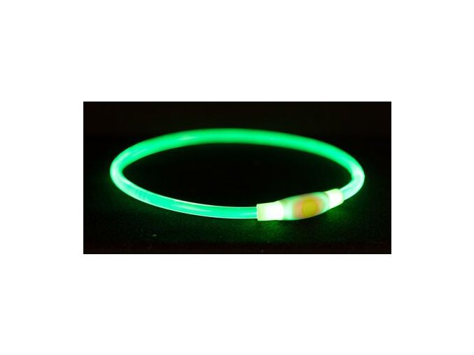 Flash light ring USB, blikací obojek, zelená