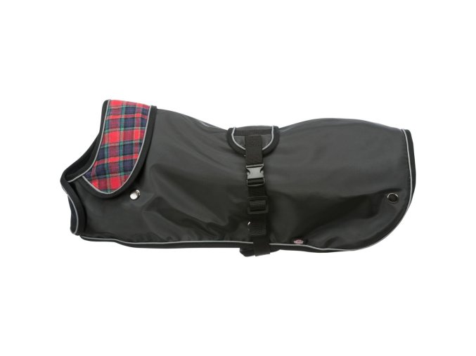 Kabátek HERMY 2v1, střih jezevčík, černá/červená (Velikost oblečku HERMY XS: 28 cm, hruď: 34-40 cm, krk: 20-26 cm)