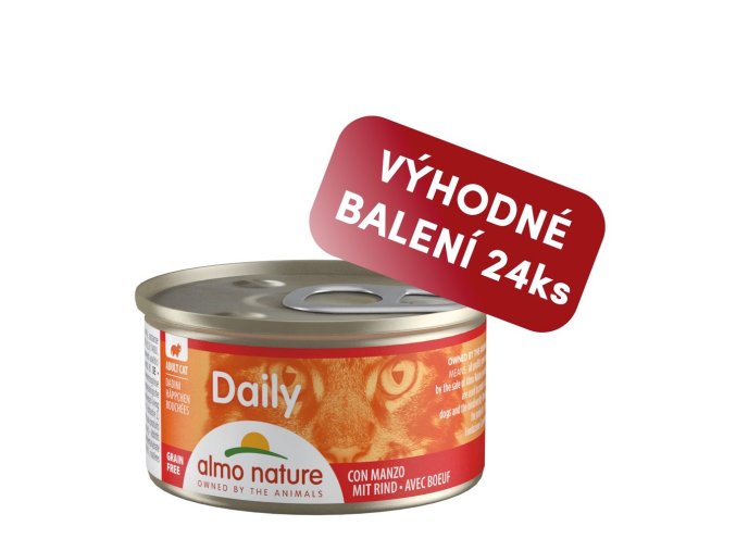 Almo Nature Daily Menu WET CAT - Kousky s hovězím 85 g (výhodné balení 24 ks)