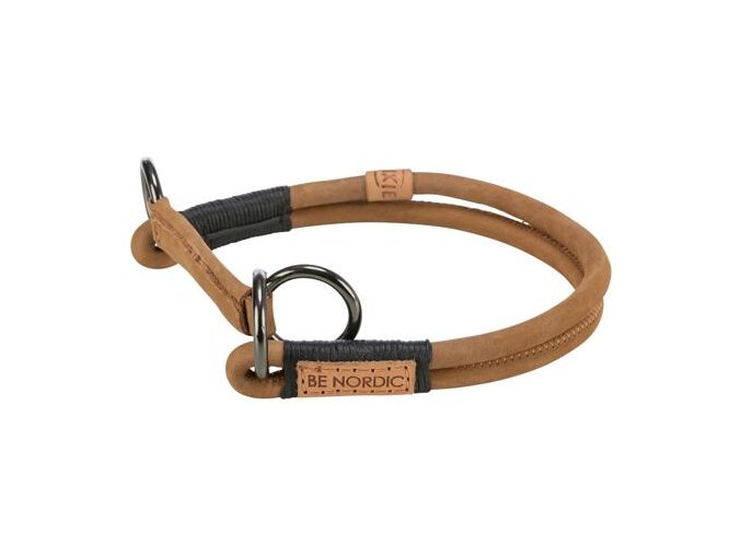 BE NORDIC kulatý polostahovací kožený obojek, hnědá (Velikost obojku BE NORDIC Semi-Choke Collar brown XS-S: 30 cm / ∅ 5 mm)