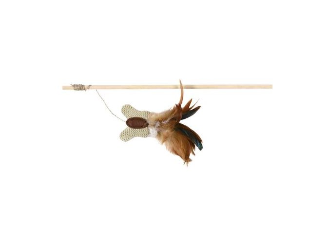 Udička s jutovým motýlkem s peřím a catnipem 45 cm