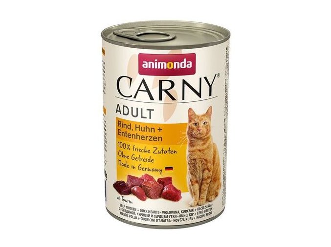 ANIMONDA konzerva CARNY Adult - hovězí, kuře, kachní srdce 400g