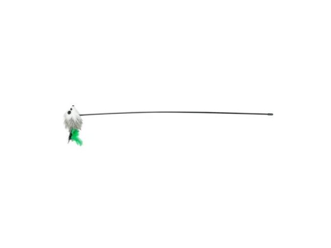 Plastová udice - myška s péřovým ocasem 50 cm