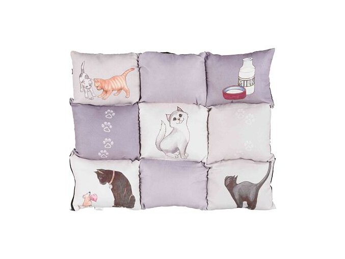 Barevná měkká podložka PATCHWORK kočka 55 x 45 cm šedá