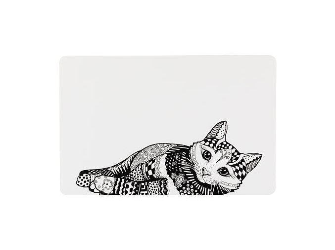 Prostírání Place Mat kočka 44 x 28 cm bílo/černé