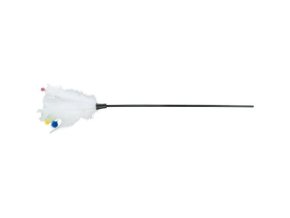 Škádlítko s peřím a provázky ukončené kuličkami, 41cm