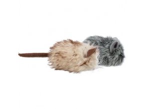 Myška chlupatá s catnipem, 9 cm, šedá/béžová