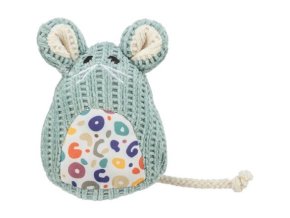 Myška tkaná sedící, s catnipem, 11 cm
