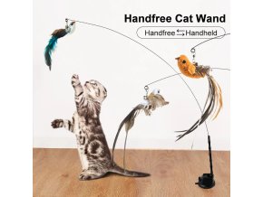 Handfree Bird Feather Cat Wand with Bell Powerful Suction Cup Interactive Toys for Cats Kitten Hunting.jpg (1)